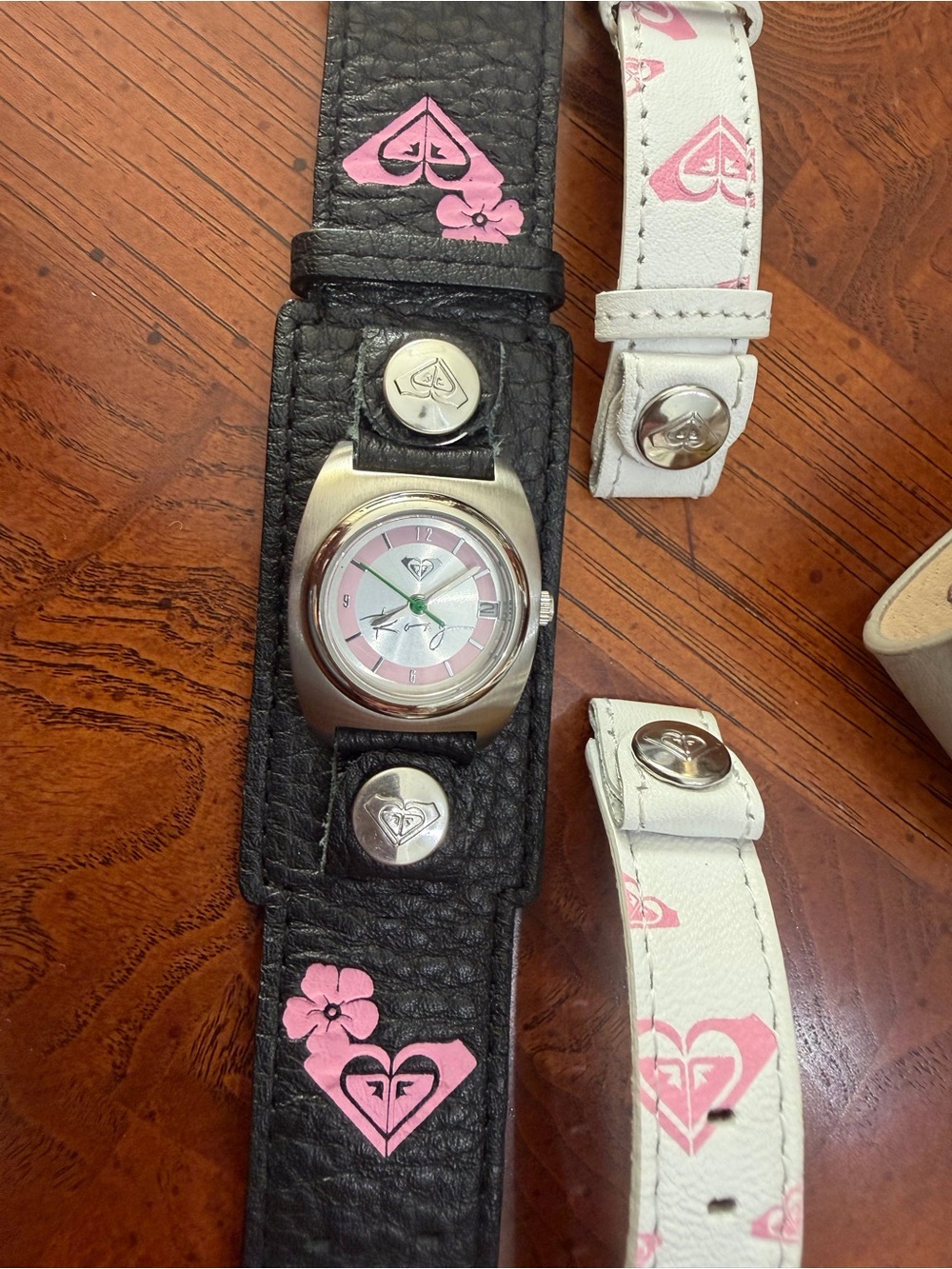 Roxy Black & Pink Interchangeable Strap Watch